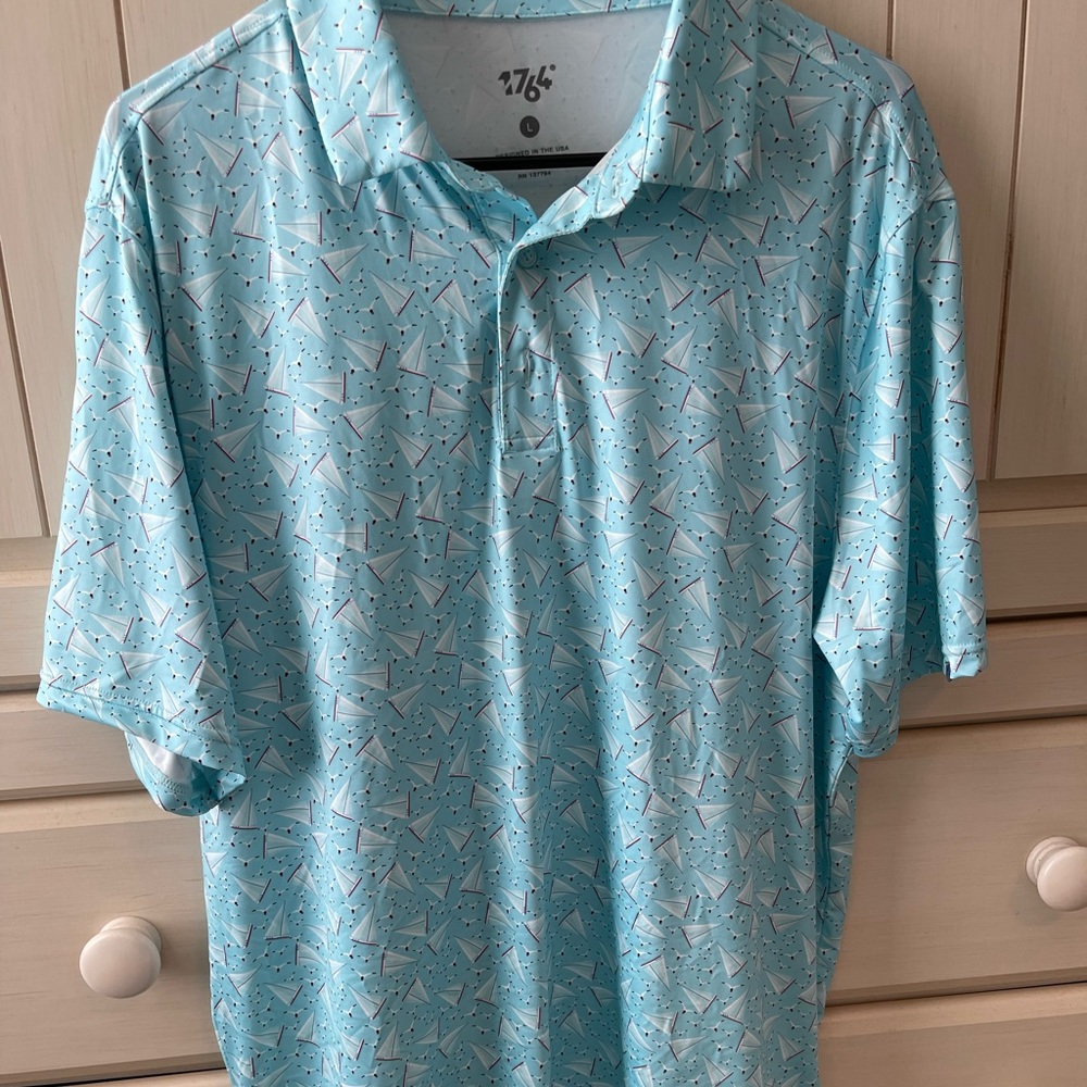 Men’s golf polo, size large, sailboat pattern